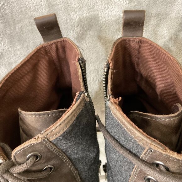 Aston Grey Recon Leather combat Boots Men size 11 Brown lace up / side zip - Picture 10 of 12